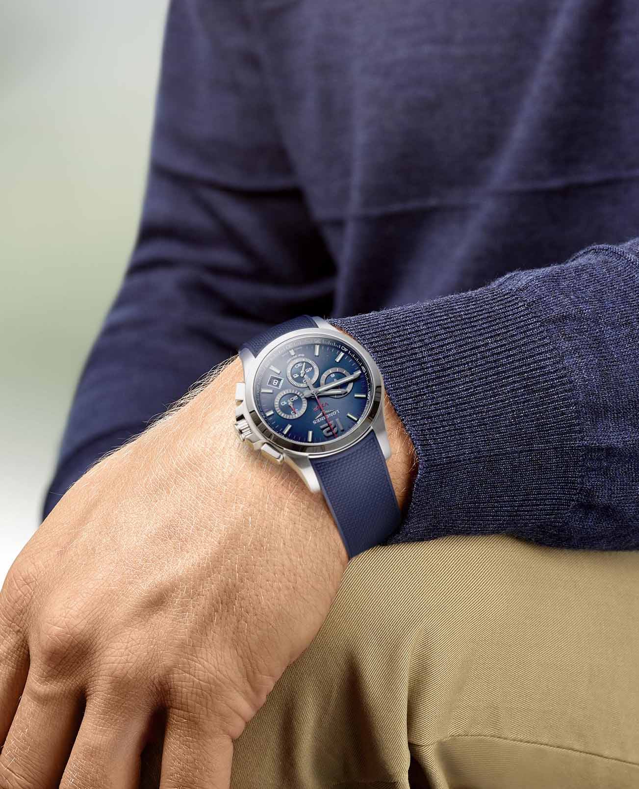 Оригинальные часы Longines Longines Conquest V.H.P. L3.717.4.96.9 кварцевые калибр механизма l289 общий вид